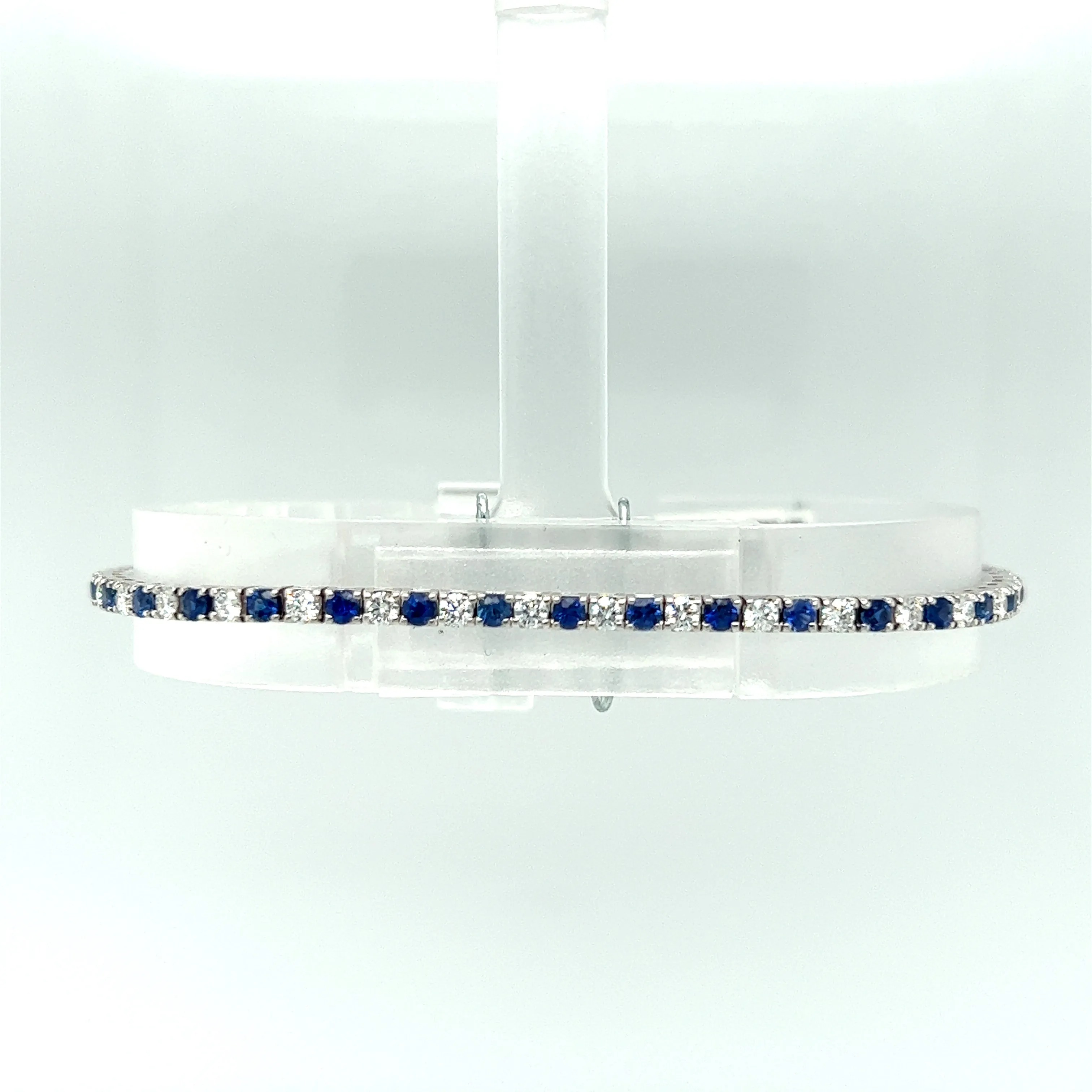 14k White Gold 2.42CTW Sapphire and Diamond Bracelet