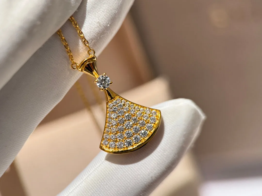 18k Gold Fan Full Diamond Earrings EHC145