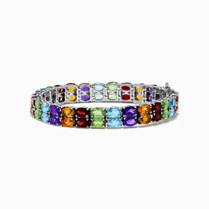 925 Mosaic Sterling Silver Multi Gemstone Bracelet