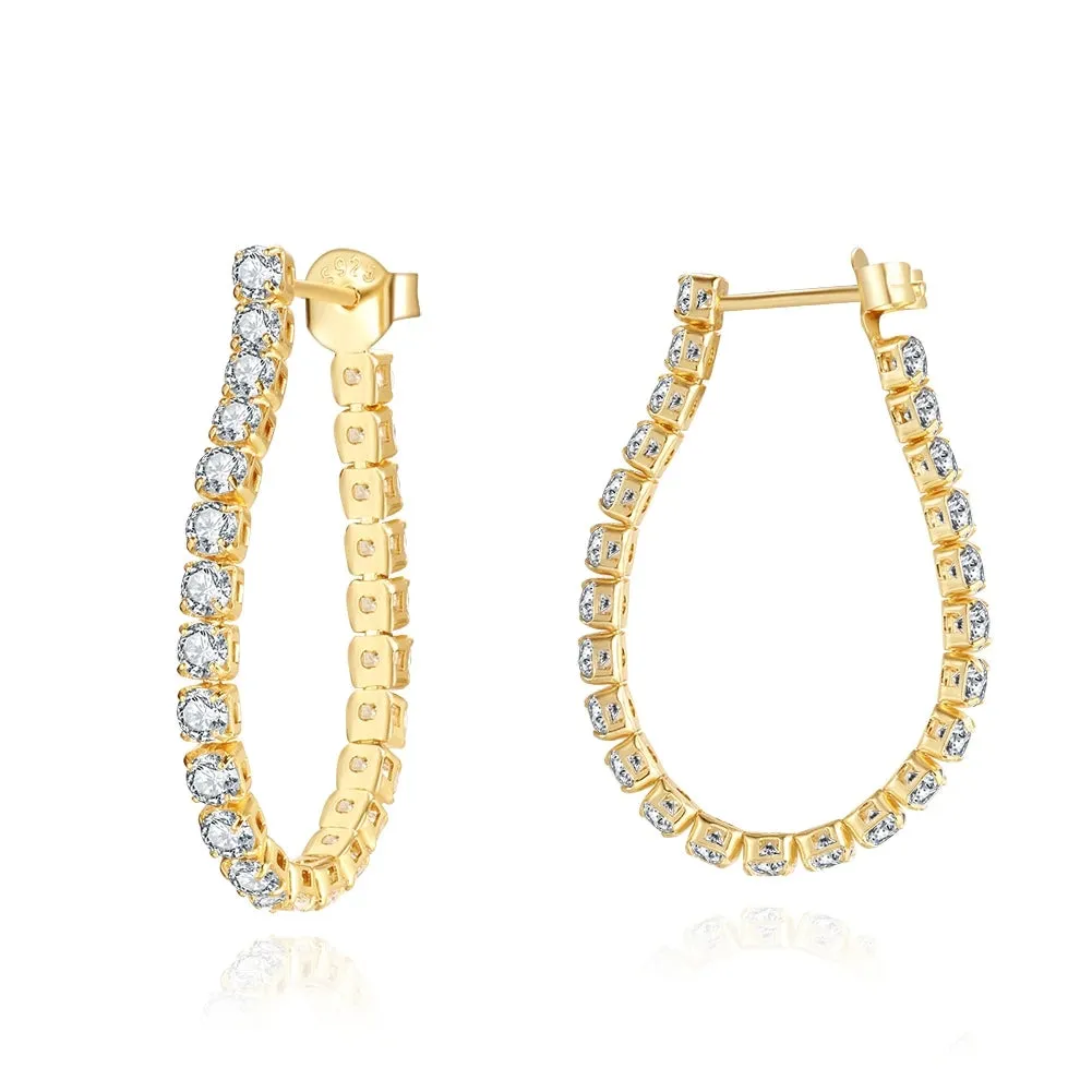 925 Sterling Silver and Zircon Hoop Earrings for Women