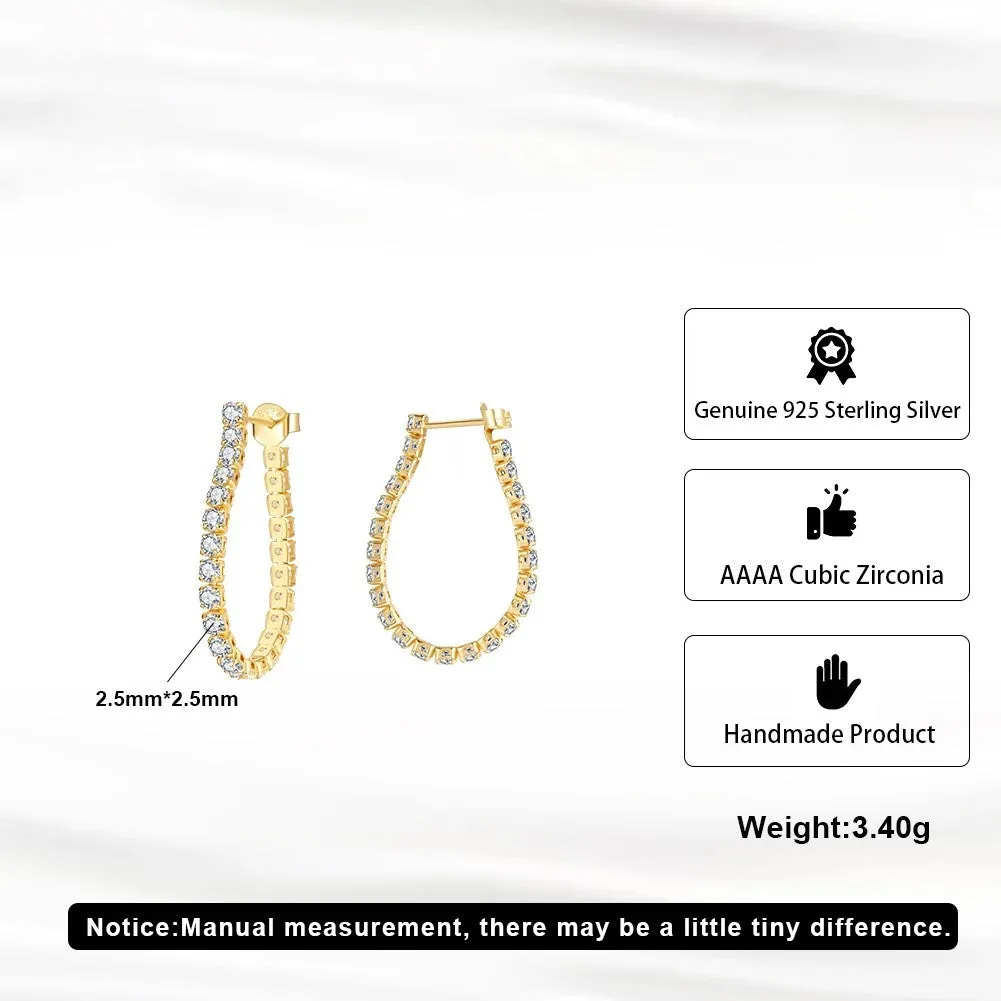 925 Sterling Silver and Zircon Hoop Earrings for Women