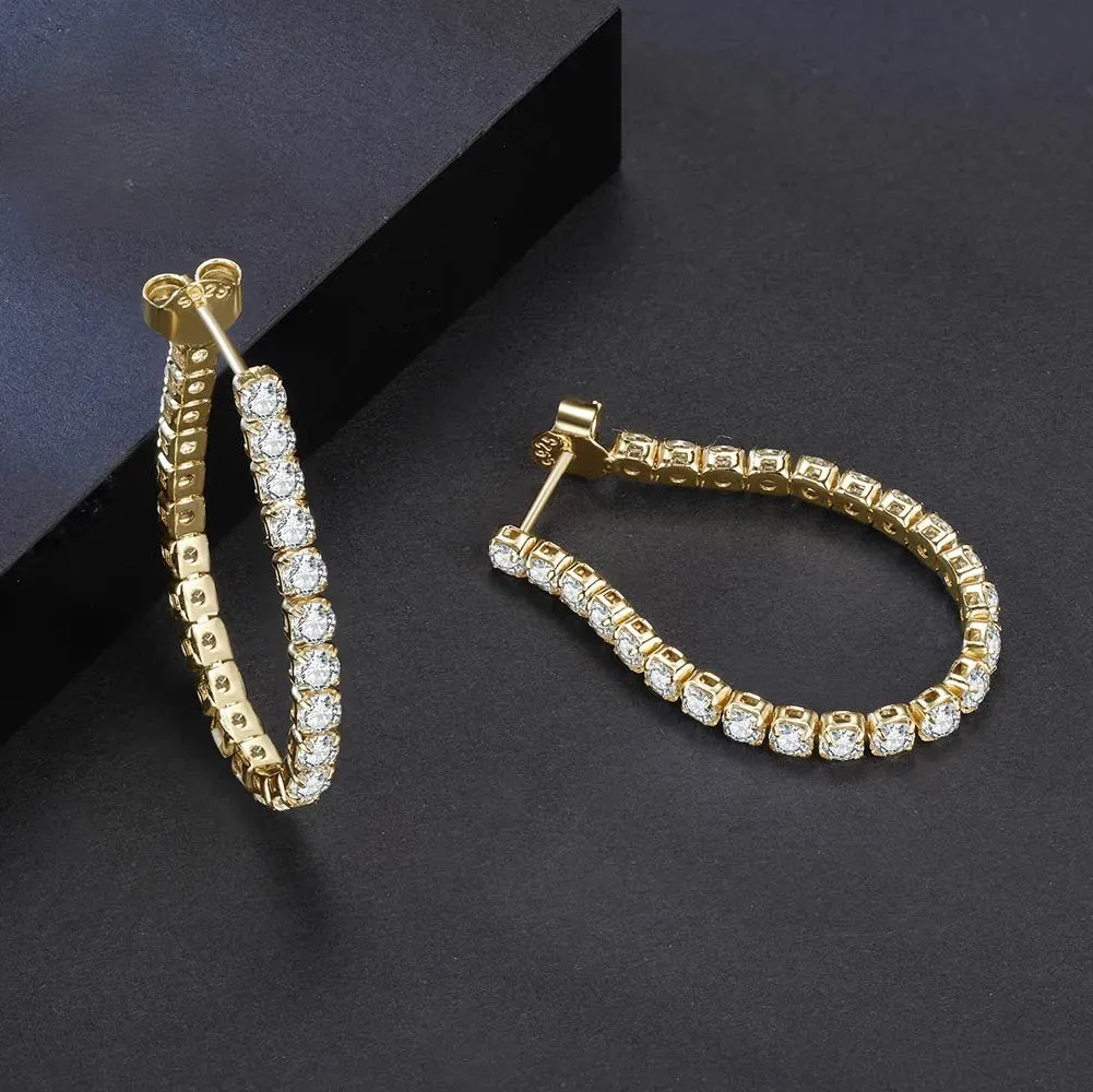 925 Sterling Silver and Zircon Hoop Earrings for Women