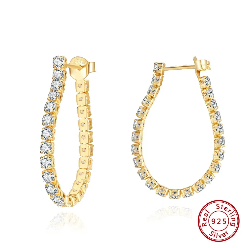 925 Sterling Silver and Zircon Hoop Earrings for Women