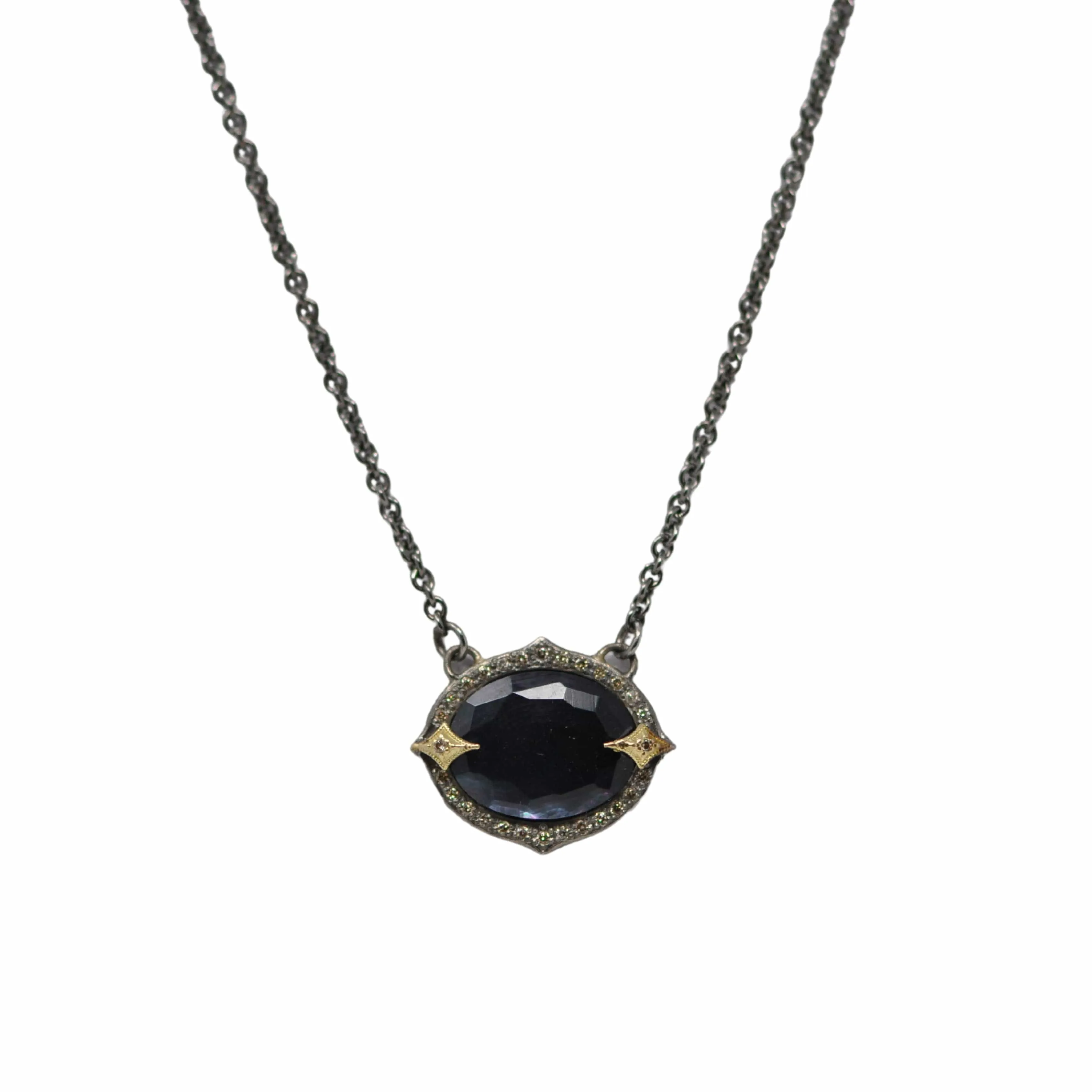 Armenta Sterling Silver Onyx Mother of Pearl Pendant