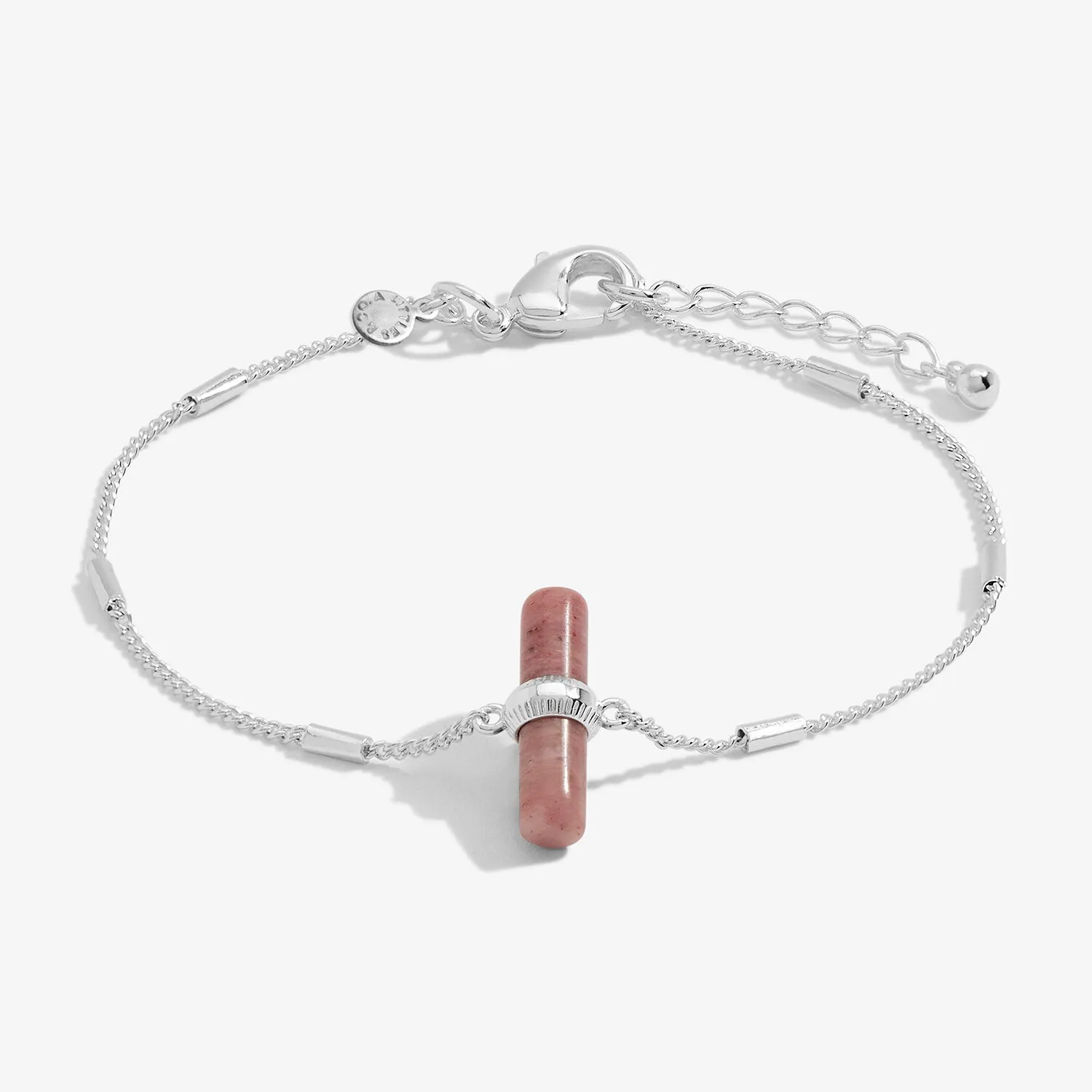 Aura Rhodochrosite Bar Bracelet in Silver Plating
