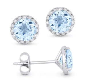 Blue Topaz & Diamond Earrings