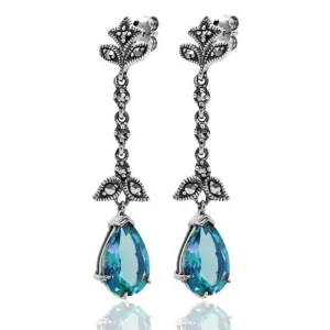 Blue Topaz & Marcasite Earrings