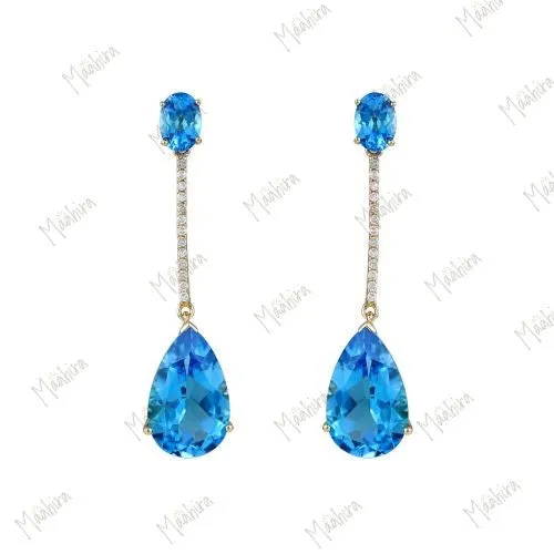 Blue Topaz Dangle Earrings