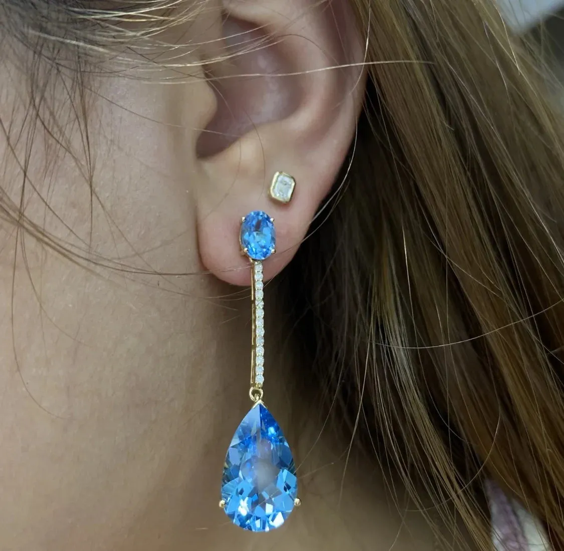 Blue Topaz Dangle Earrings