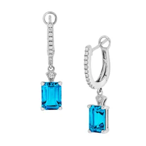 Blue Topaz Emerald Cut Earrings