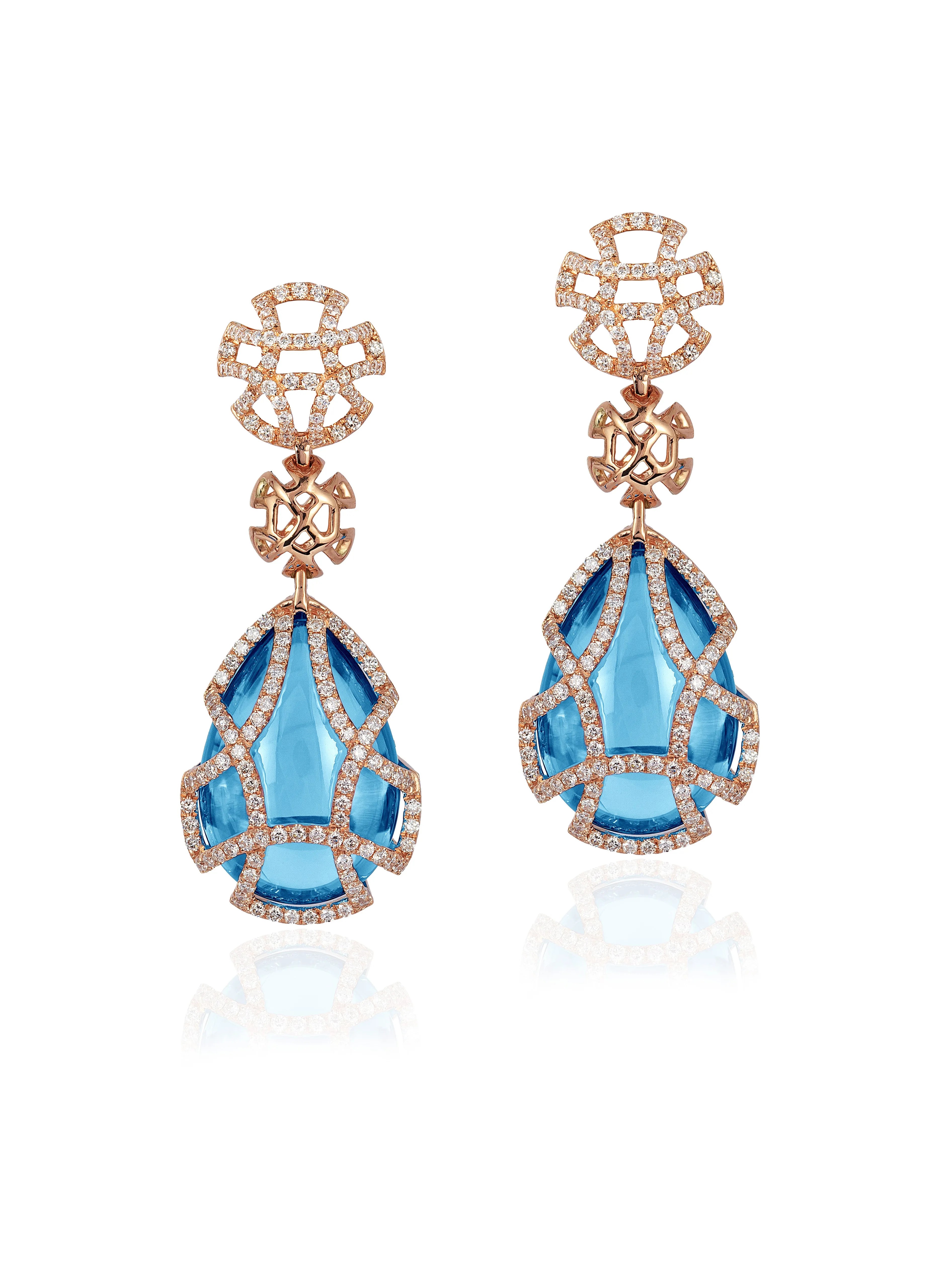 Blue Topaz Teardrop Cage Earrings