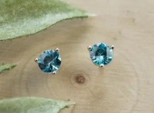 Blue Zircon Earrings; Genuine Cambodia Zircon; 0.950cts