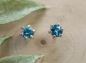 Blue Zircon Earrings; Genuine Cambodia Zircon; 0.960cts