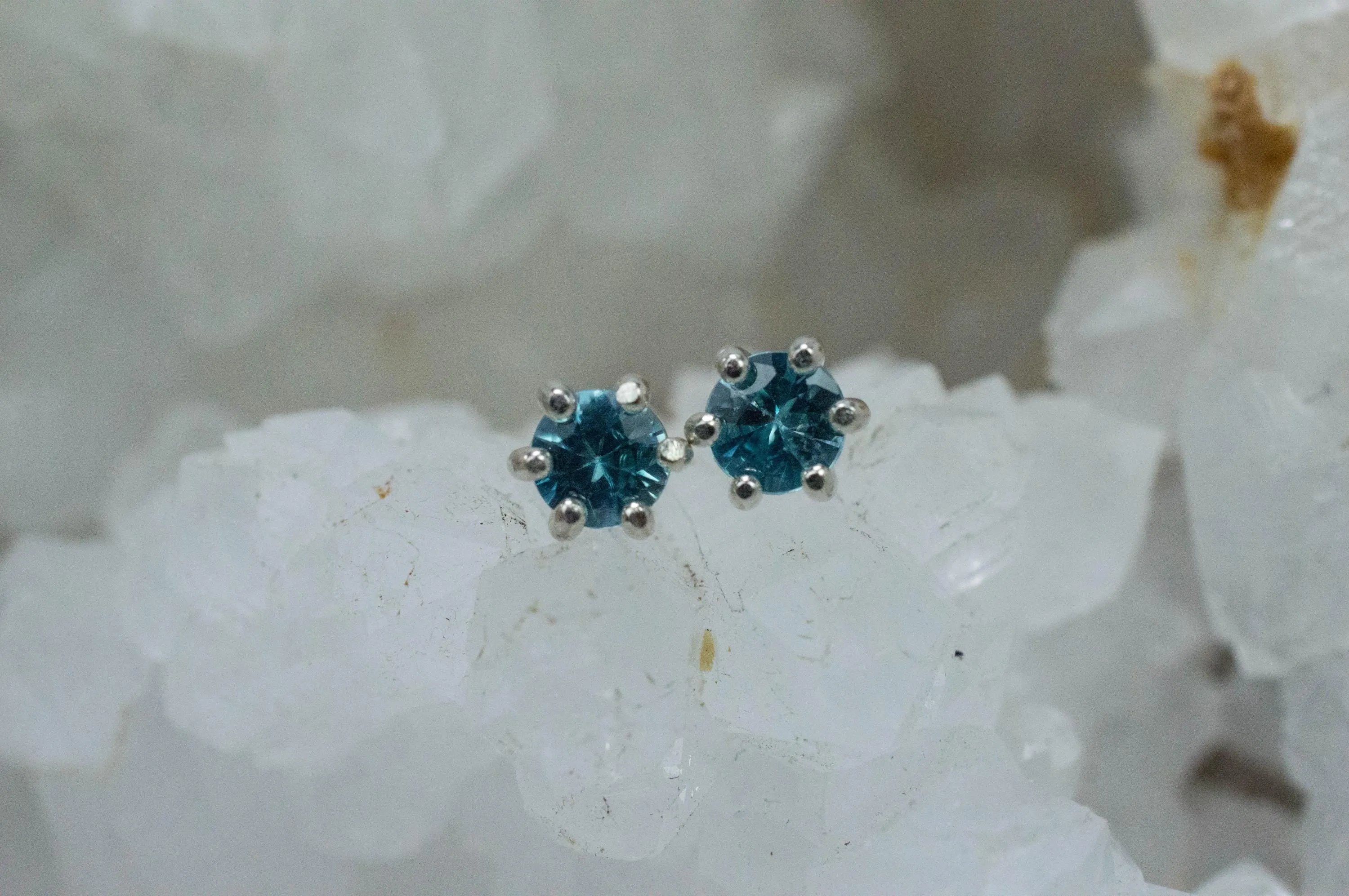 Blue Zircon Earrings; Genuine Cambodia Zircon; 0.960cts