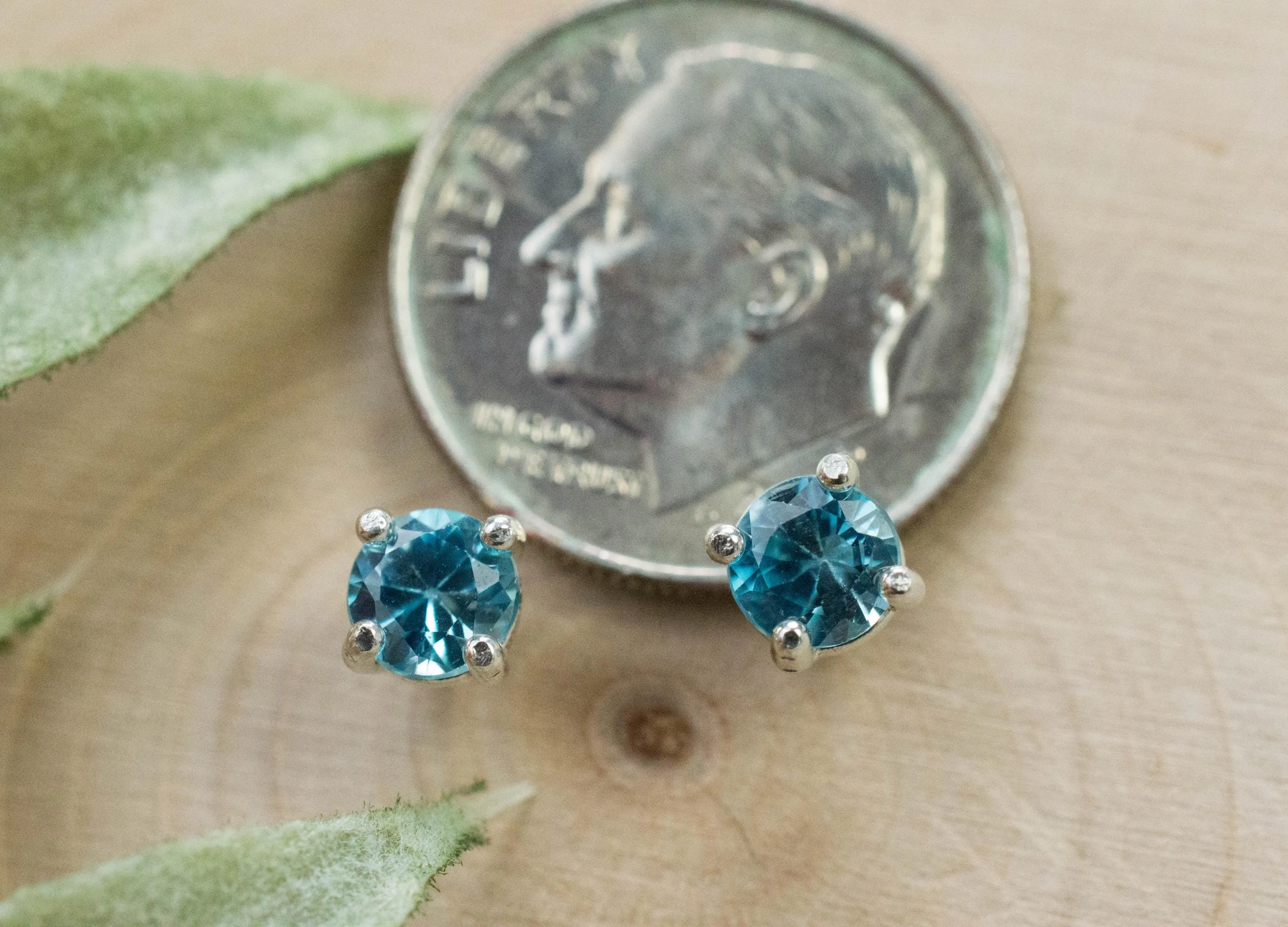 Blue Zircon Earrings; Genuine Cambodia Zircon; 1.010cts