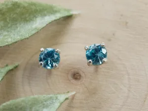 Blue Zircon Earrings; Genuine Cambodia Zircon; 1.010cts