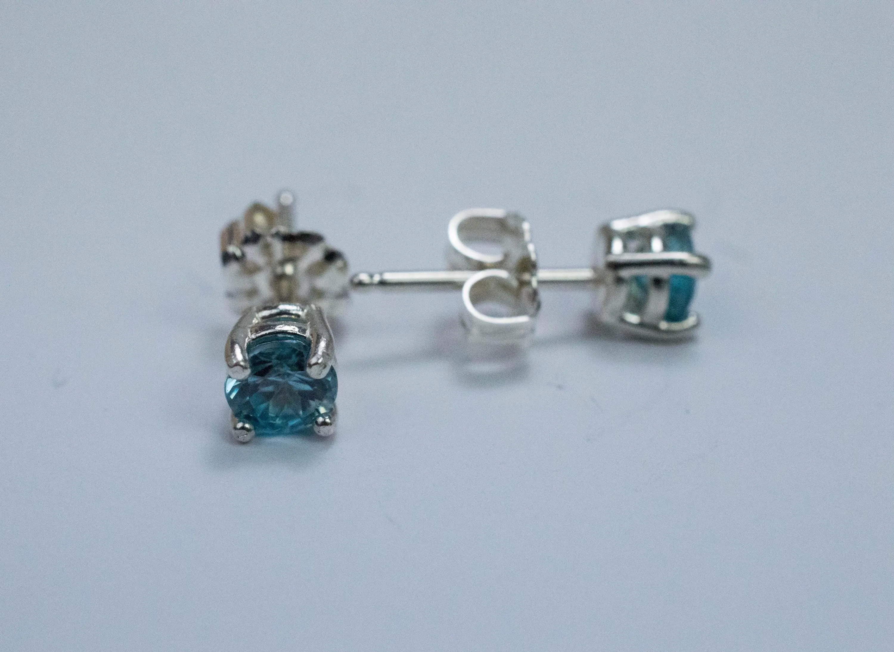 Blue Zircon Earrings; Genuine Cambodia Zircon; 1.010cts
