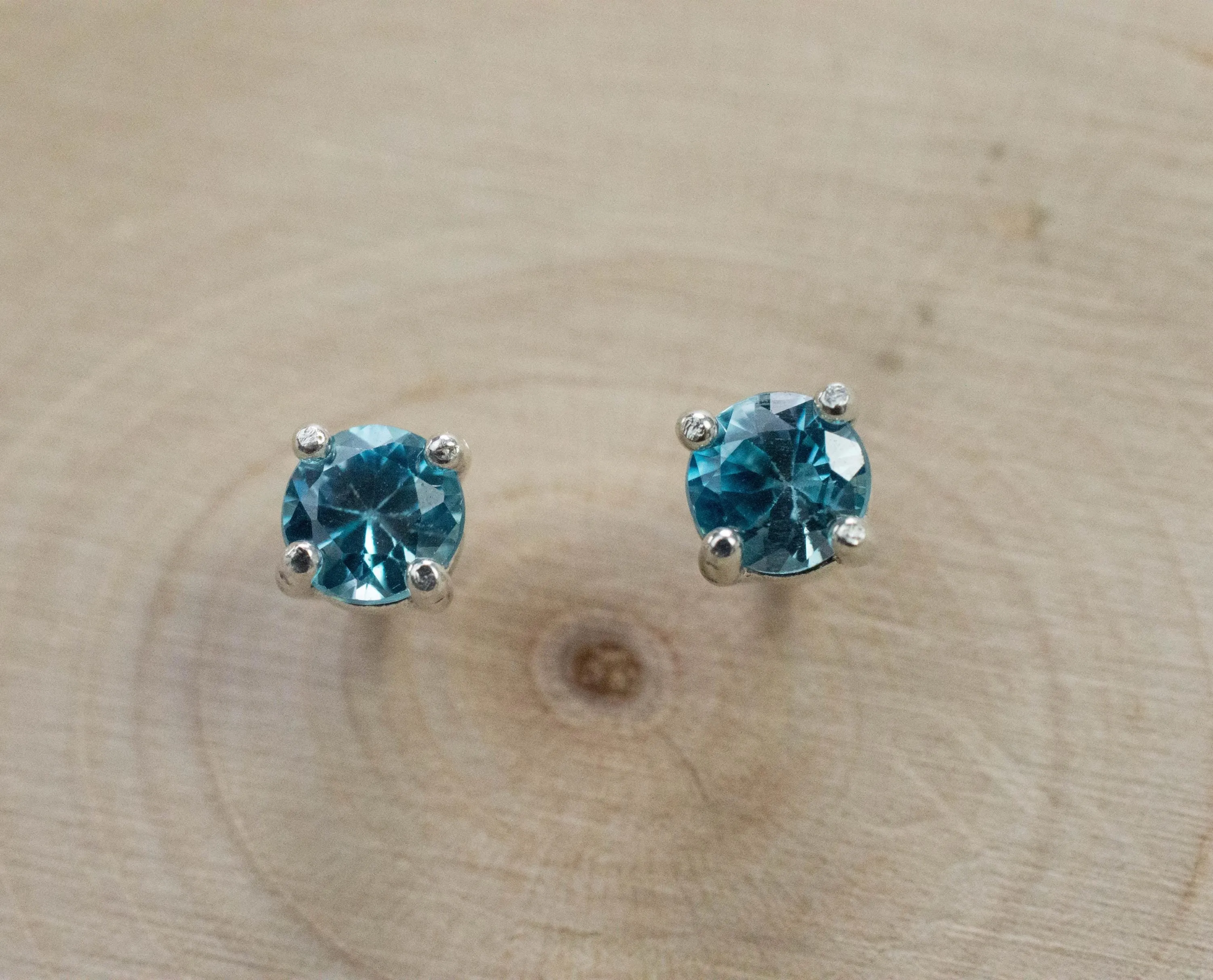 Blue Zircon Earrings; Genuine Cambodia Zircon; 1.010cts