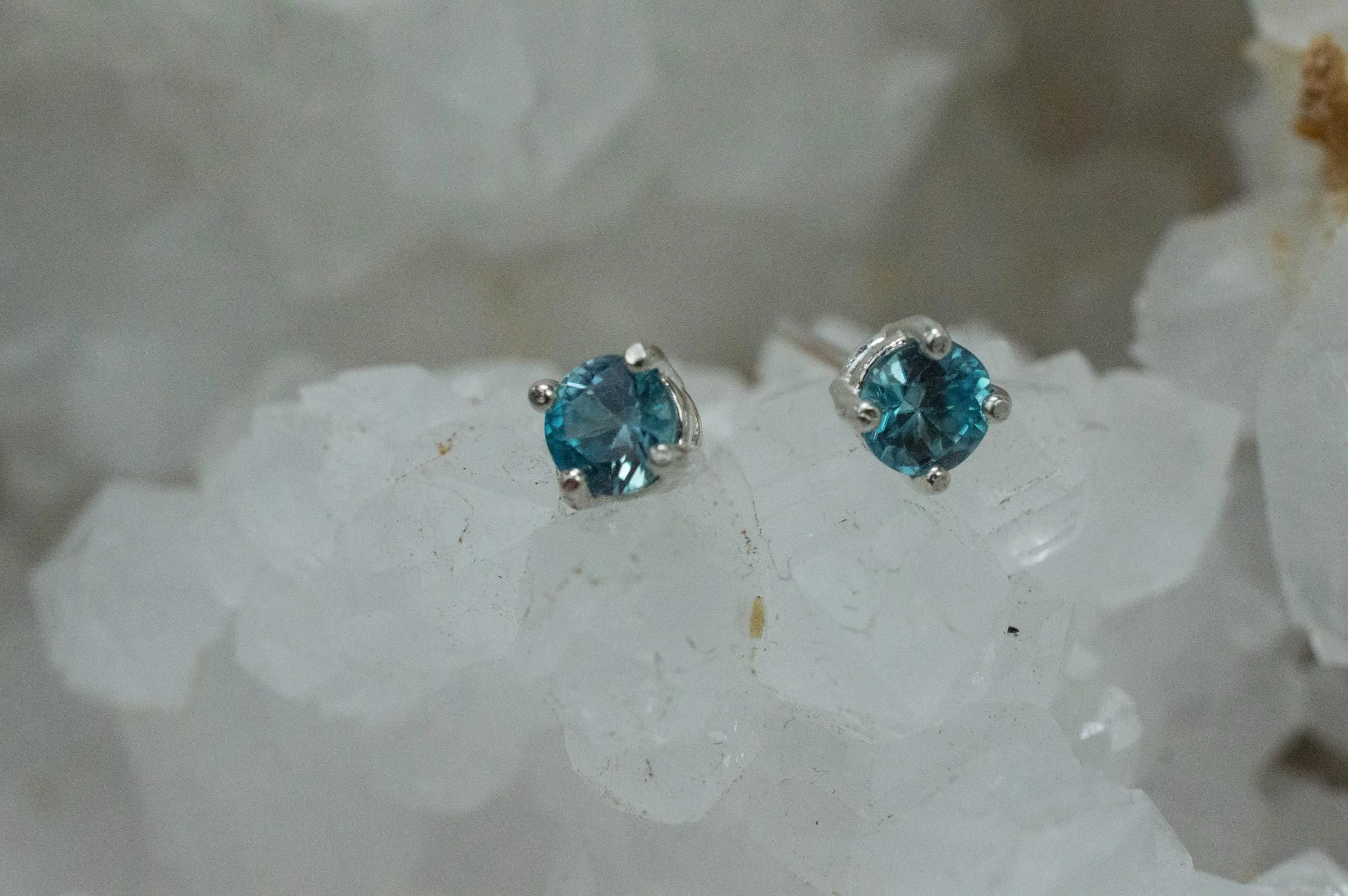 Blue Zircon Earrings; Genuine Cambodia Zircon; 1.010cts