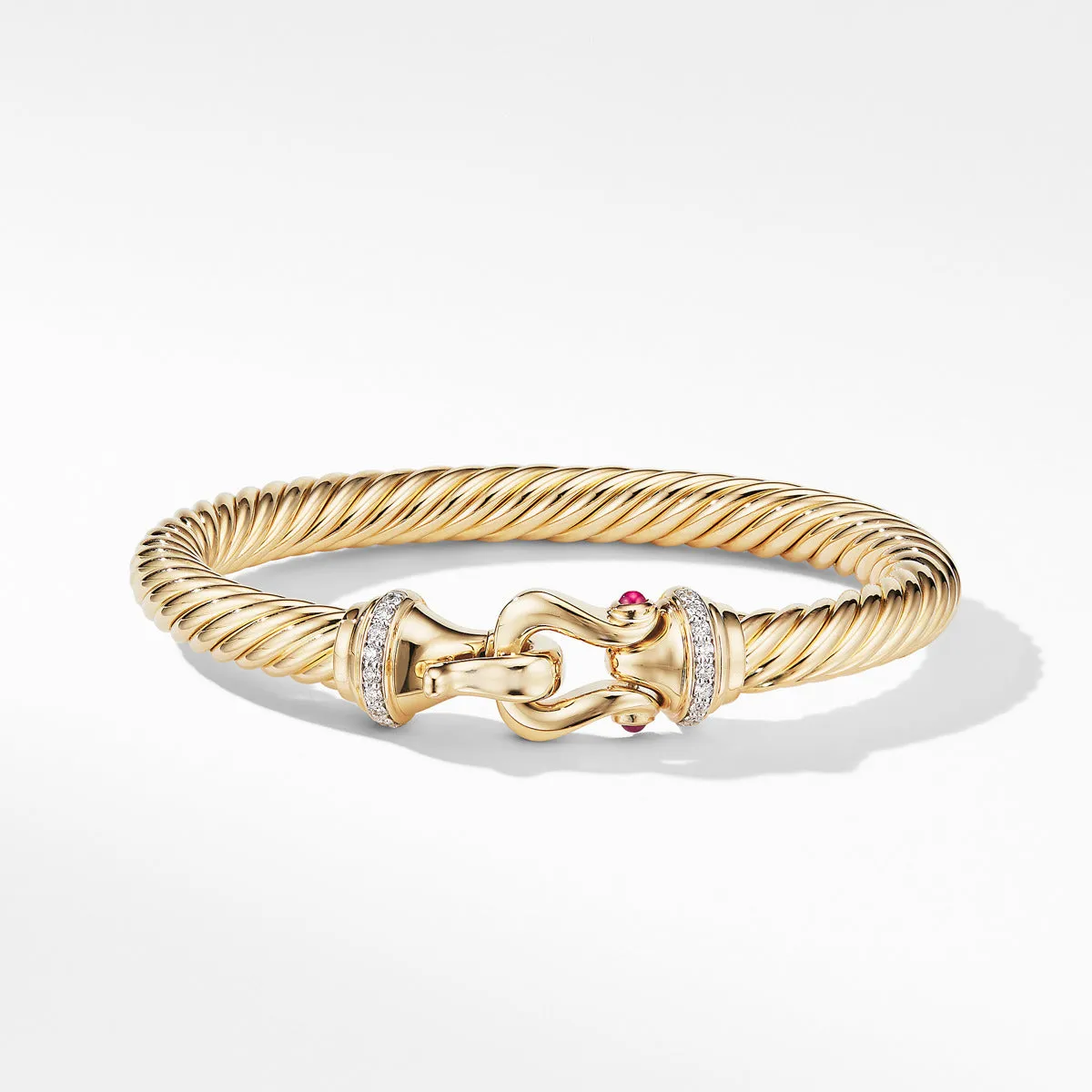 Buckle Bracelet in 18K Yellow Gold with Diamonds and Rubies