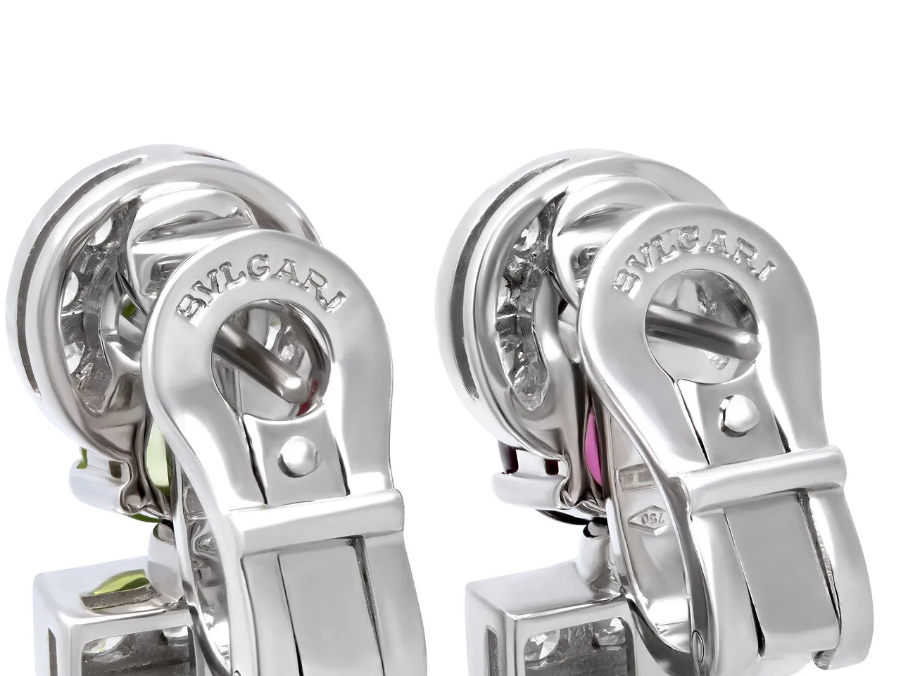 Bulgari 'Allegra' Diamond and Multicolor Gemstone Earrings in 18K White Gold
