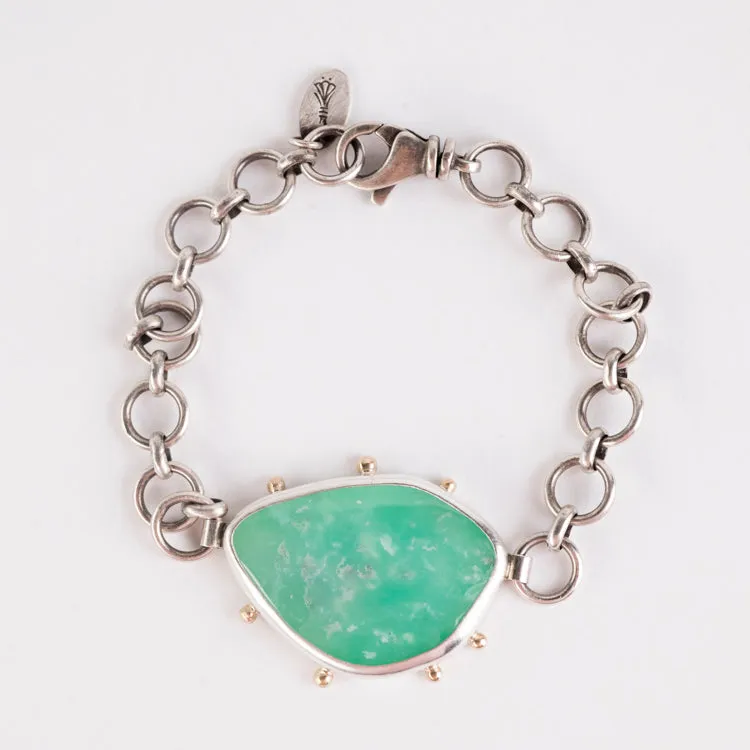 Ceres Chrysoprase Bracelet in Silver & 14k Gold