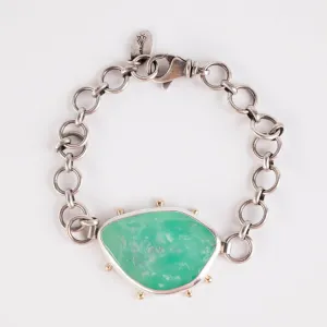 Ceres Chrysoprase Bracelet in Silver & 14k Gold