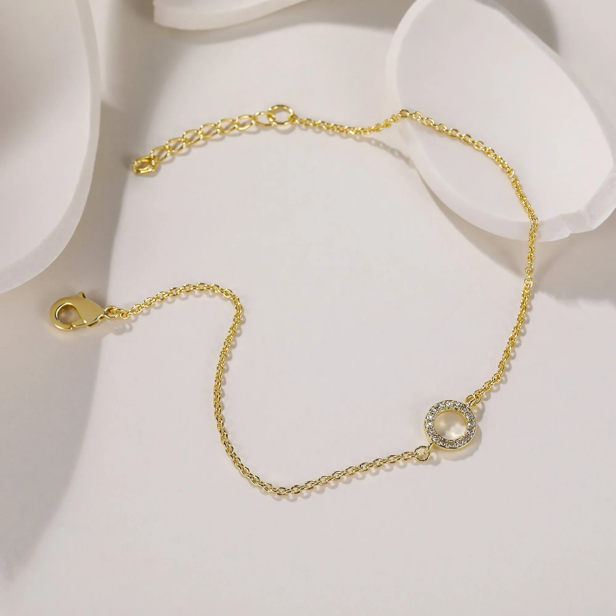 Circle Gemstone Gold Bracelet