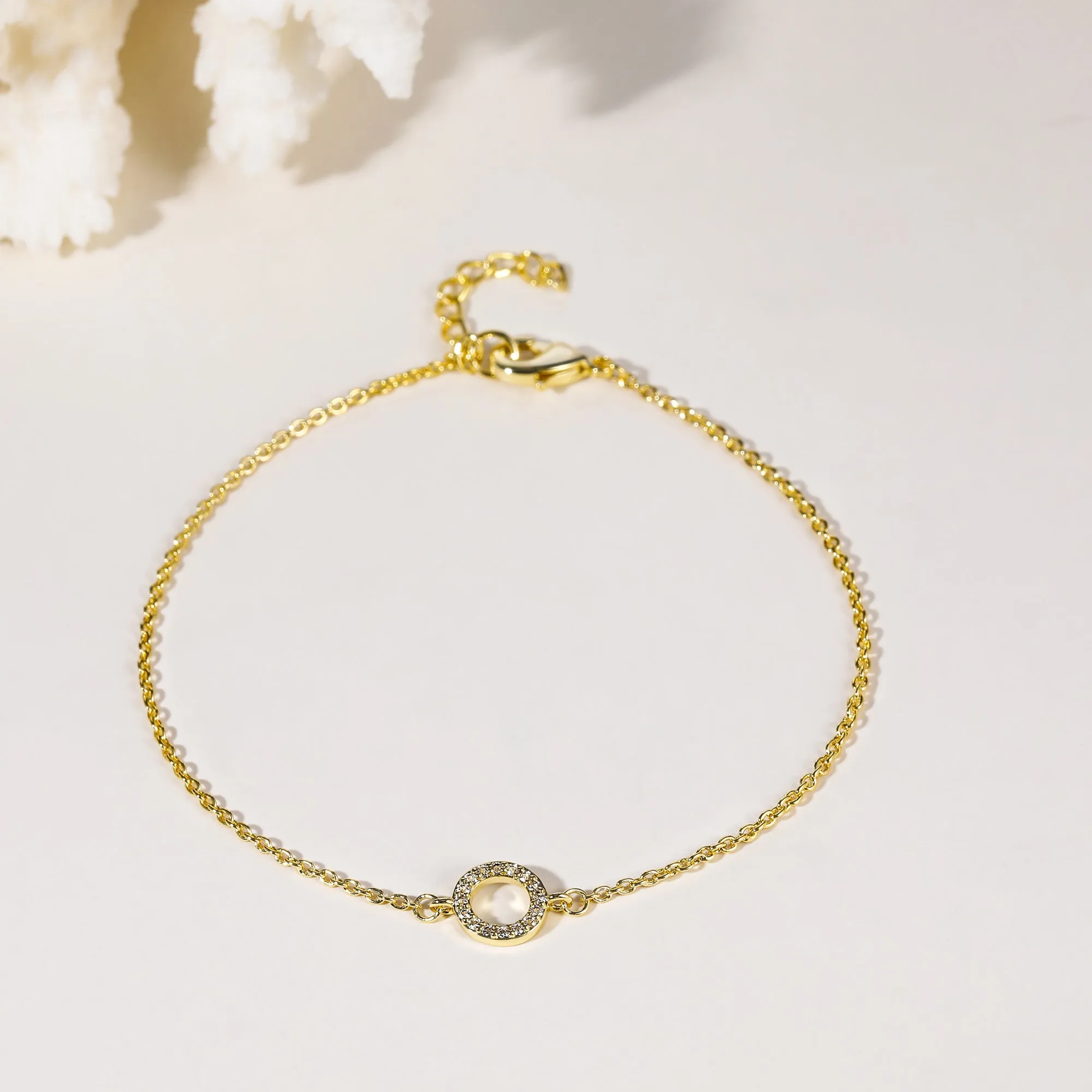 Circle Gemstone Gold Bracelet