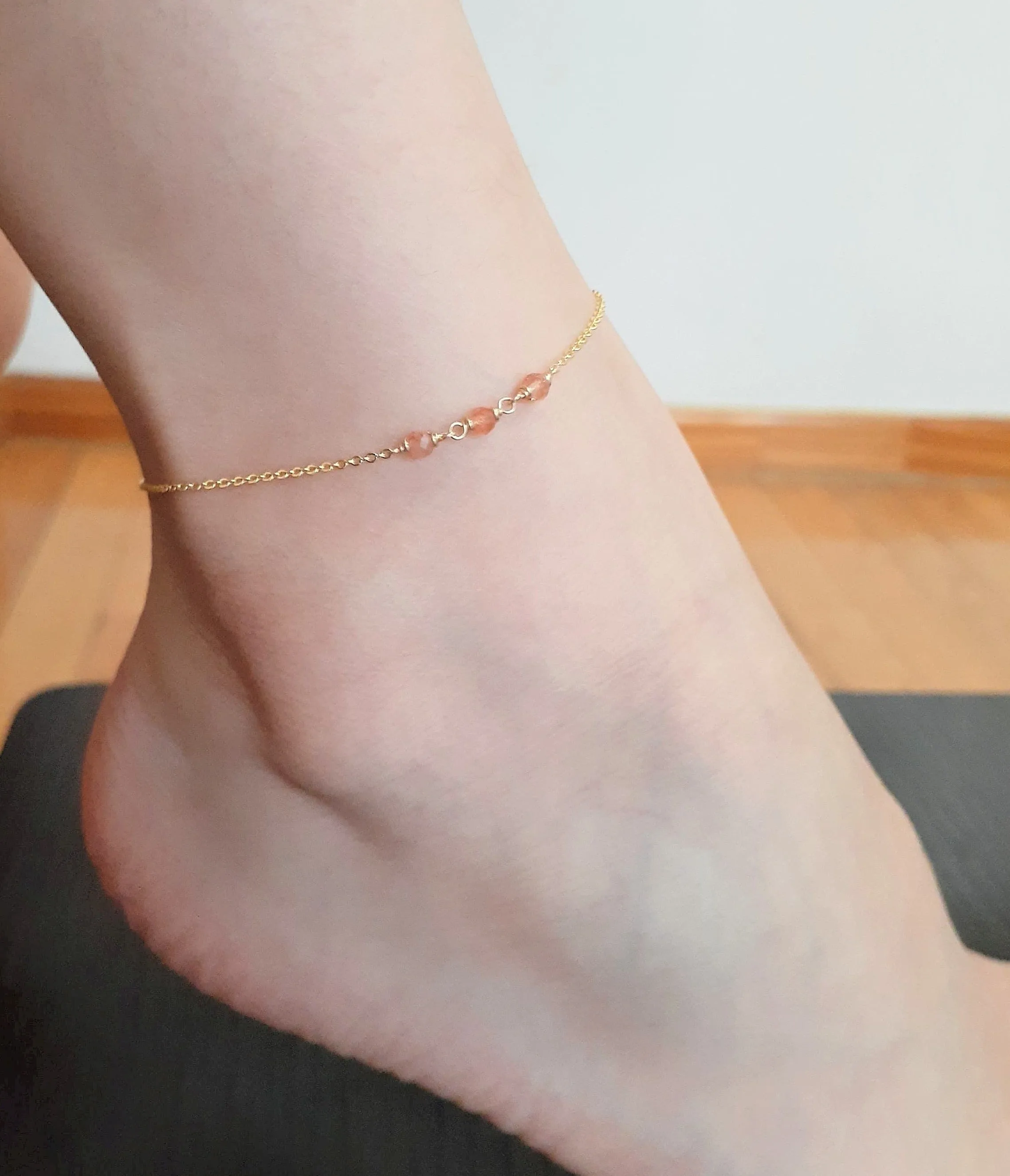 Dainty Sunstone Anklet