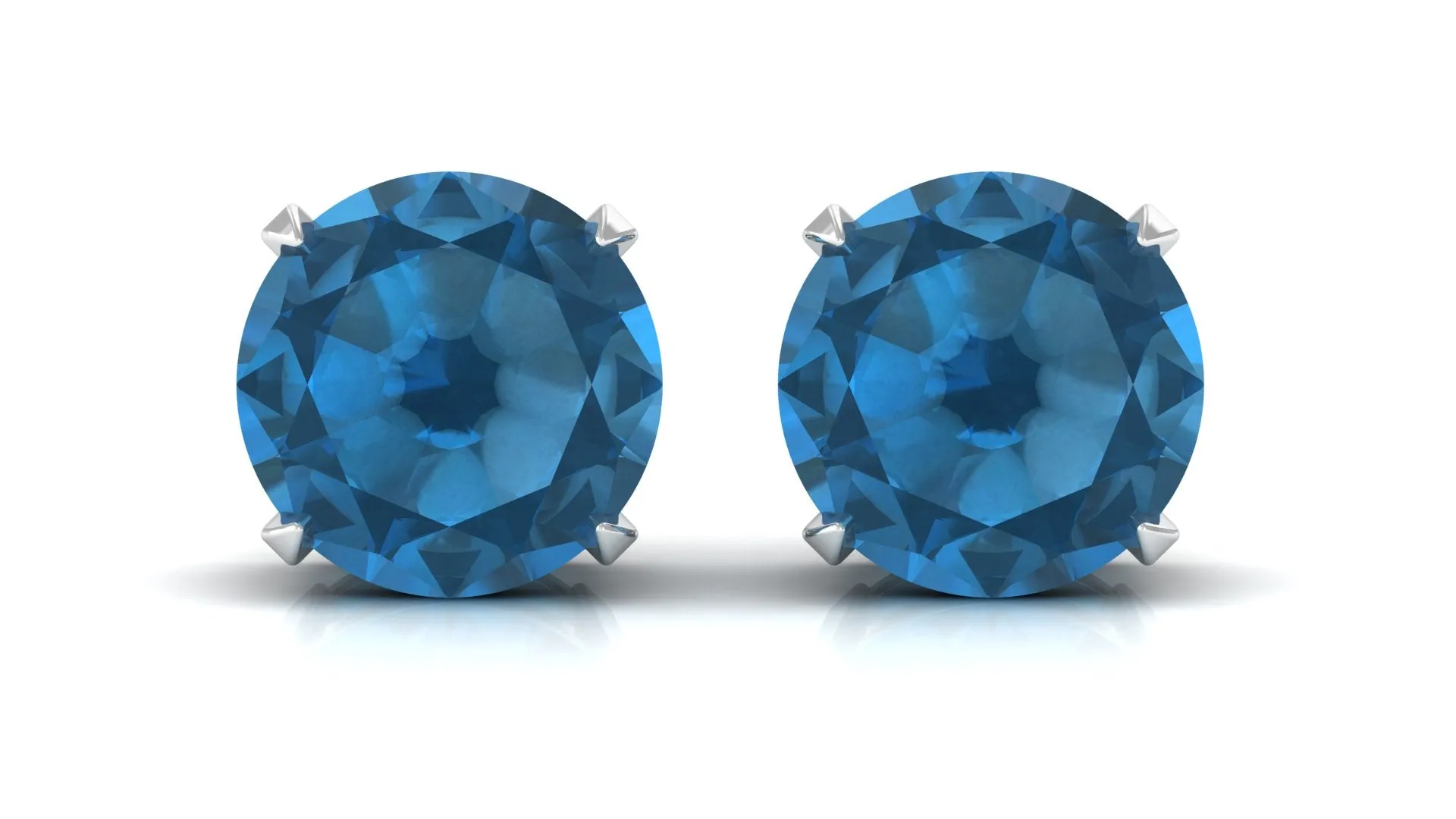 December Birthstone 4.25 CT London Blue Topaz Solitaire Stud Earrings