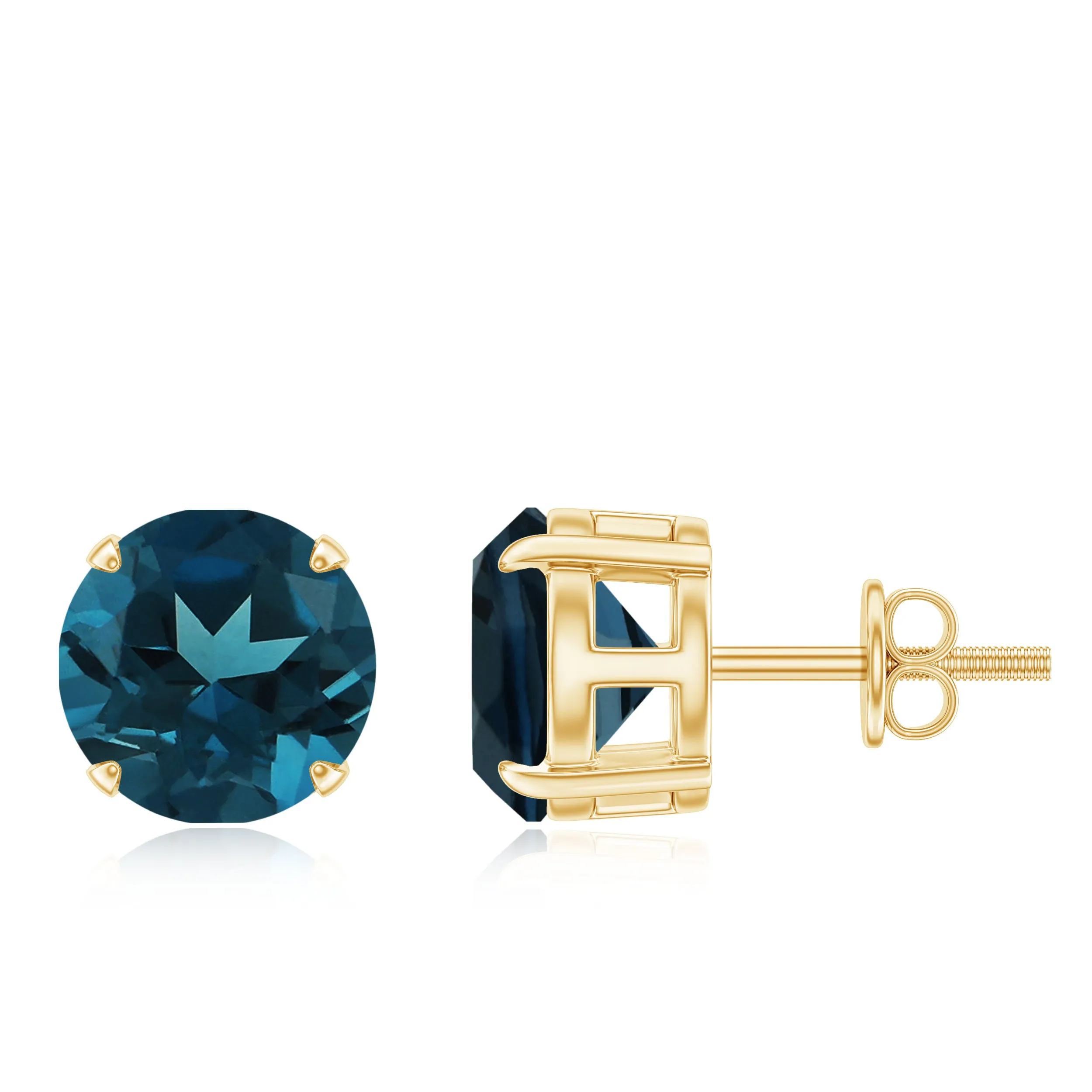 December Birthstone 4.25 CT London Blue Topaz Solitaire Stud Earrings