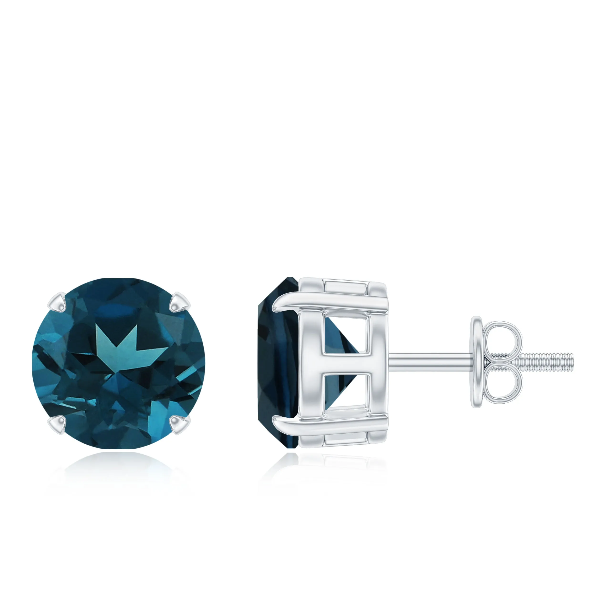 December Birthstone 4.25 CT London Blue Topaz Solitaire Stud Earrings