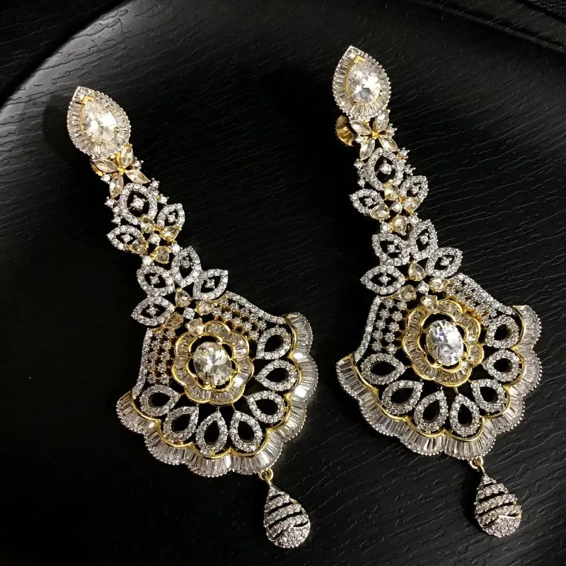 Designer Long Zircon/AD Earring 13633-0704