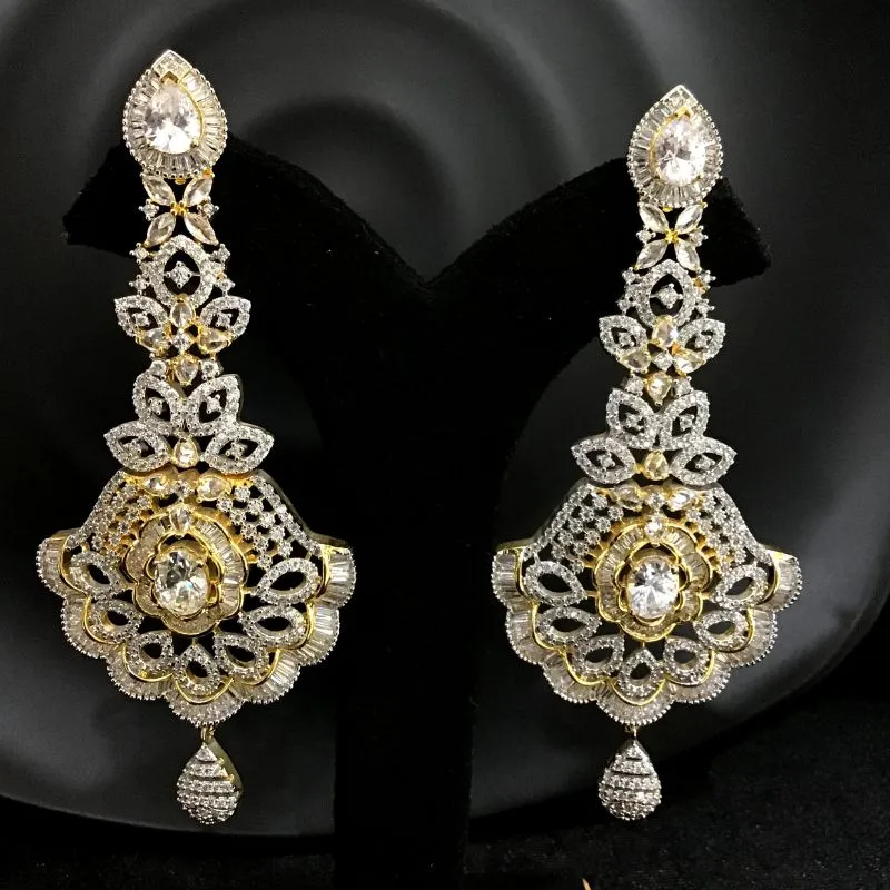 Designer Long Zircon/AD Earring 13633-0704
