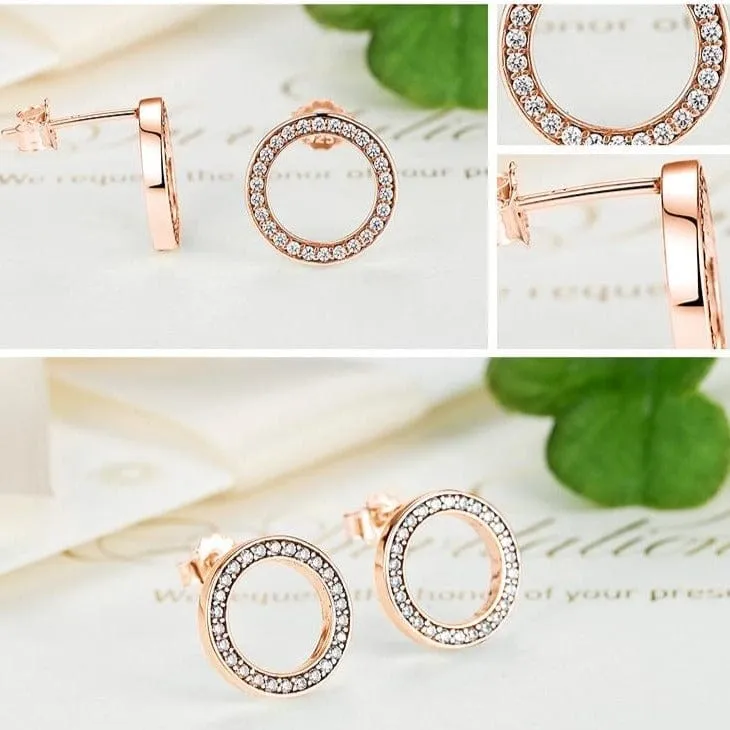 Eternal Circle Earrings - Sterling Silver & Rose Gold