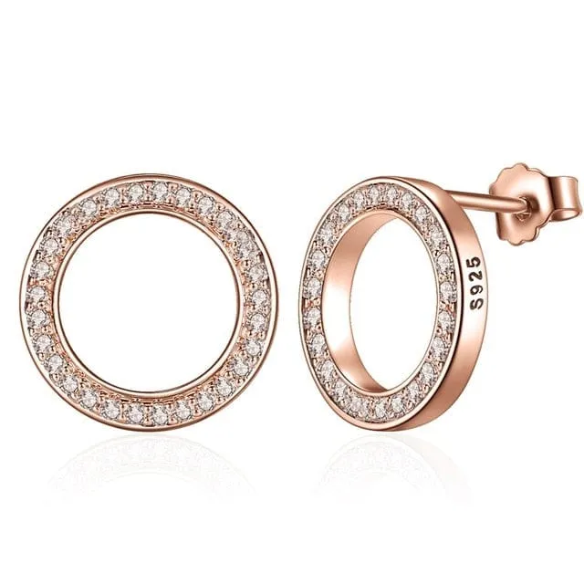 Eternal Circle Earrings - Sterling Silver & Rose Gold