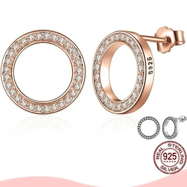 Eternal Circle Earrings - Sterling Silver & Rose Gold