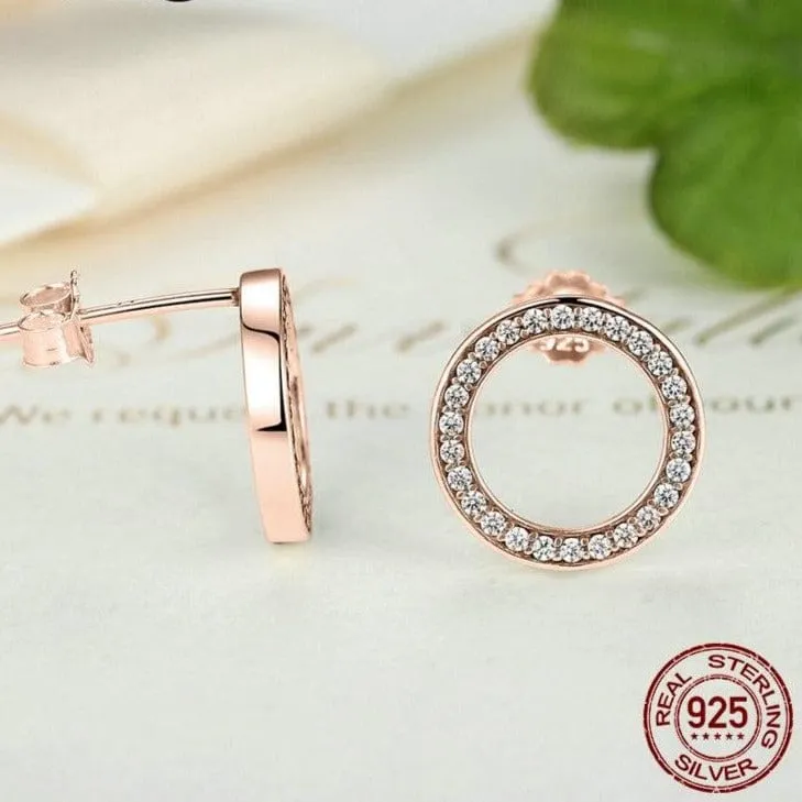 Eternal Circle Earrings - Sterling Silver & Rose Gold