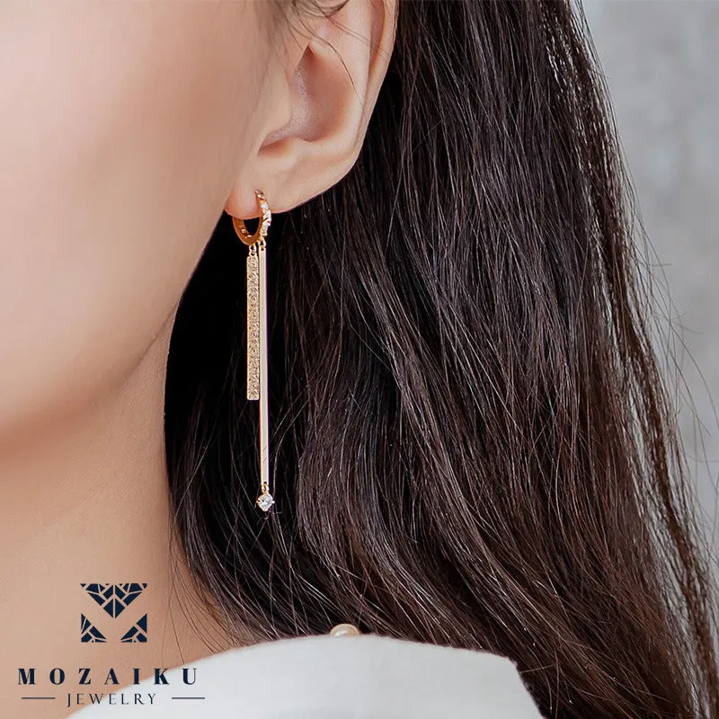 Golden Zircon Drop Earrings by Mozaiku