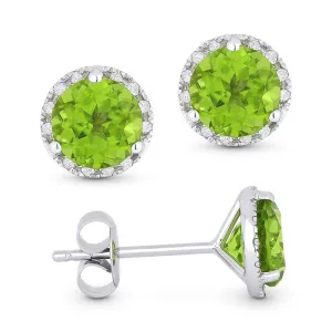 Madison L 14k White Gold Peridot Earrings