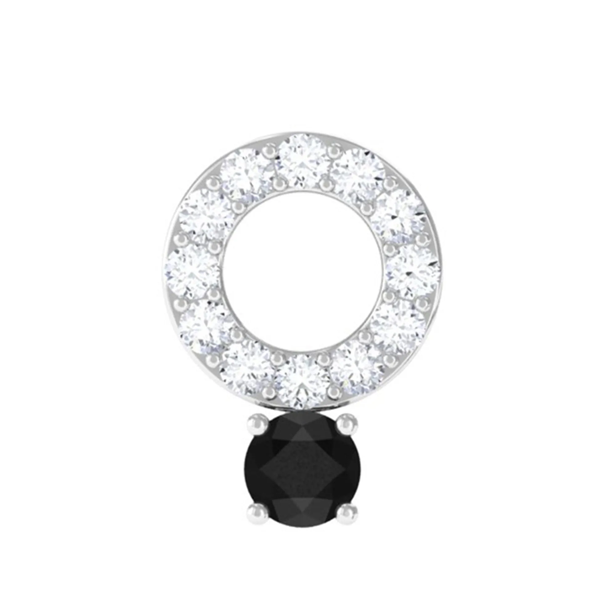 Minimal Black and White Diamond Open Circle Cartilage Earring