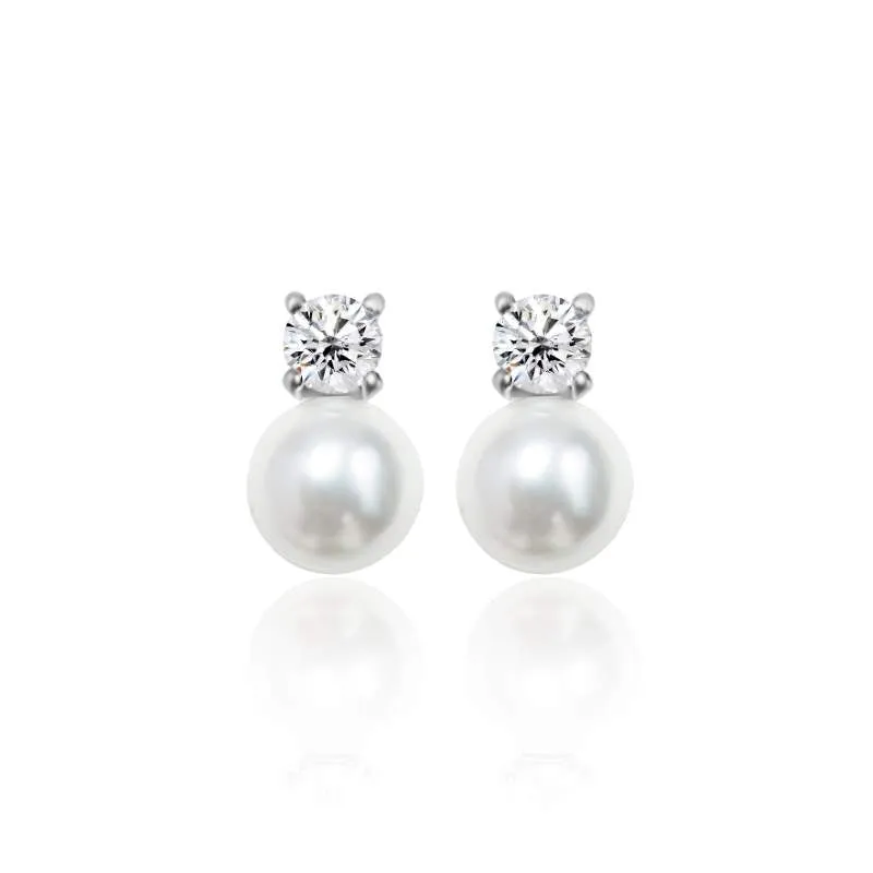 Pearl Charm Zircon Stud Earrings