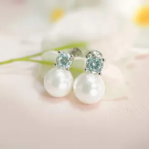 Pearl Charm Zircon Stud Earrings