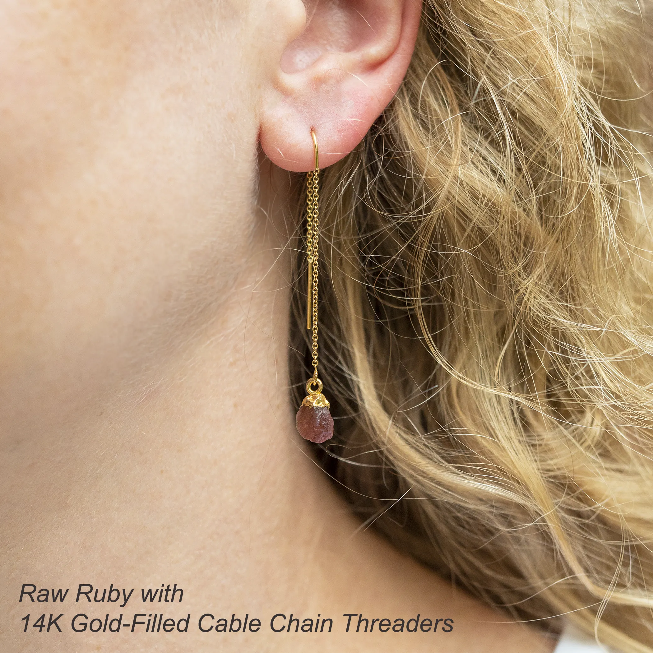 Raw Crystal Threaders  Earrings