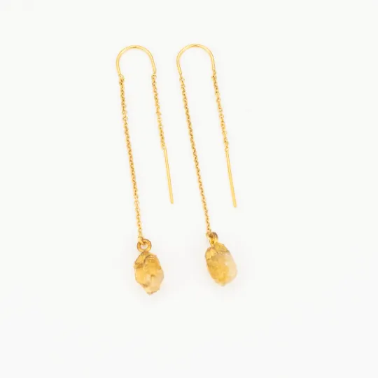 Raw Crystal Threaders  Earrings