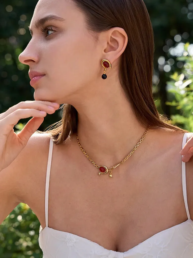 Red Onyx Detachable Necklace