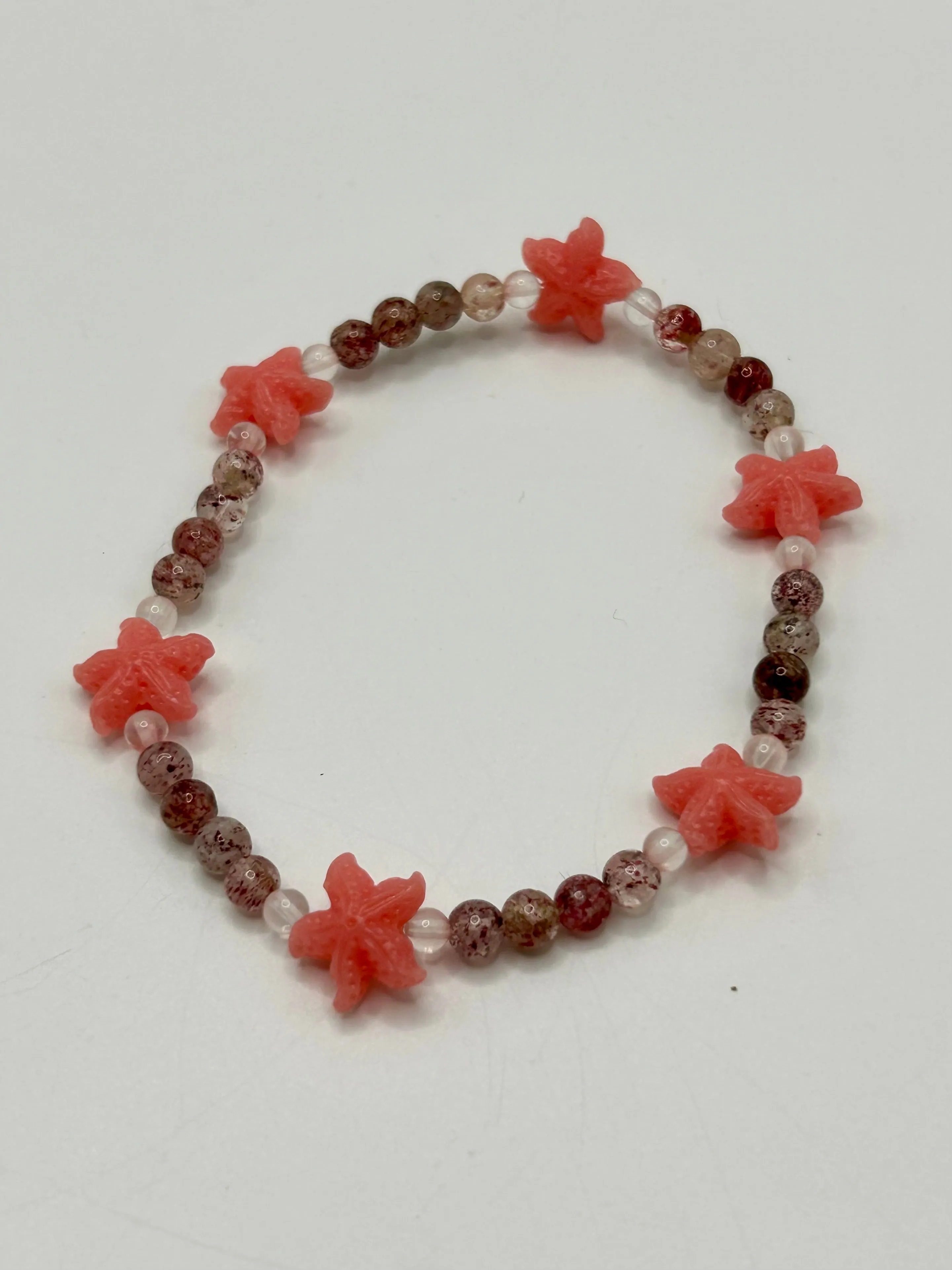Seastar & Strawberry Quartz & Rose Quartz Gemstone Bracelet