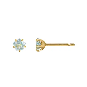 [Second Earrings] 18K Yellow Gold Blue Topaz Pentagon Cut Earrings