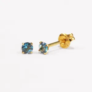 [Second Earrings] 18K Yellow Gold London Blue Topaz Earrings